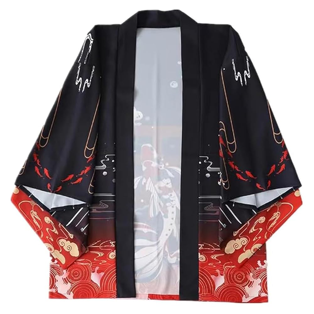 Amazon.co.jp: 狐 桜 着物 和服 和風 半纏（はんてん）長半纏
